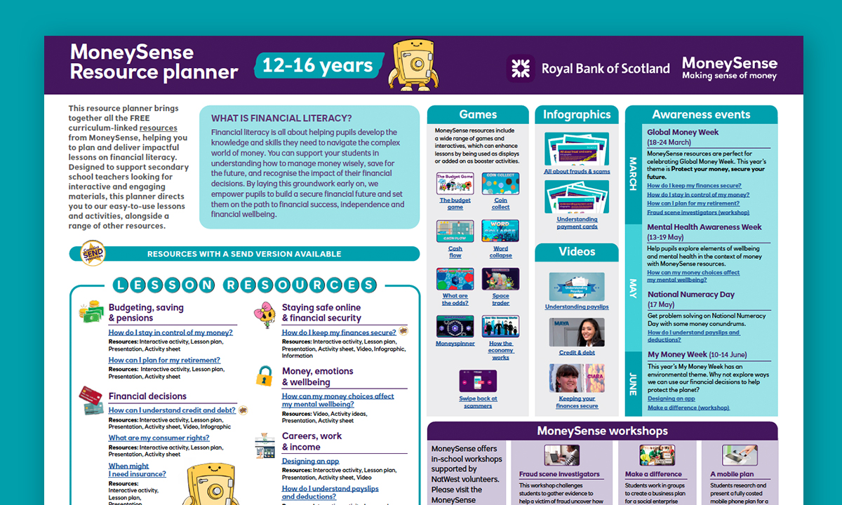 MoneySense resource planner for 12-16's